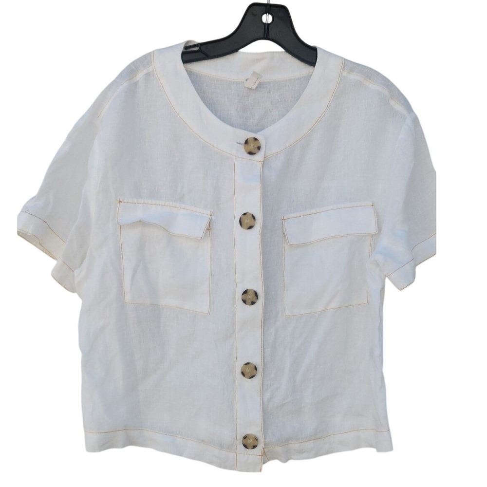 Free People Movement Linen Xsmall Pockets Preppy Boho Beach Summer Hamptons Airy